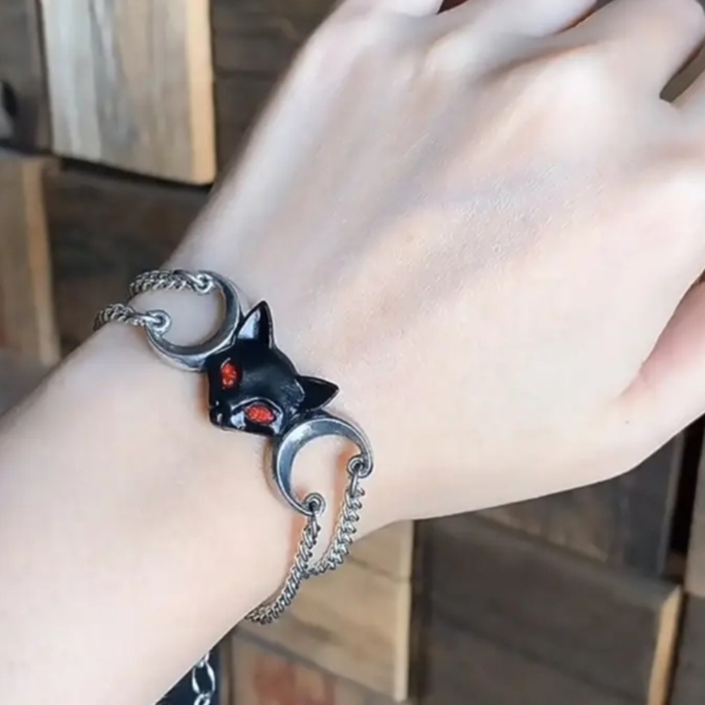 Black Cat Moon Bracelet